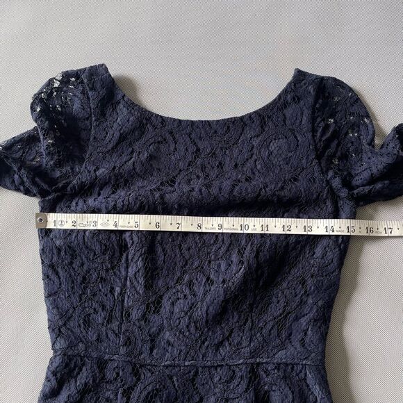 JCREW Natalia Dress in Navy Blue Leavers Lace Bridesmaid Cocktail Women’s Sz 00 - Picture 6 of 9